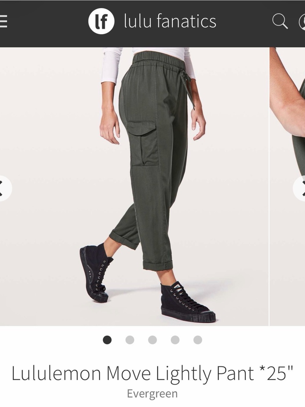 Lululemon Move Lightly Pant 25” Black Tencel Cargo Pants